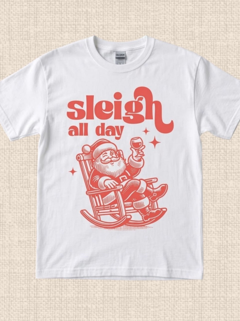 Gildan White retro Santa funny Christmas Graphic Tee